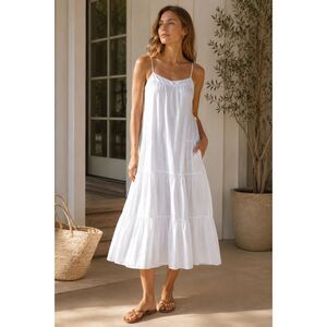JENNI KAYNE White Cotton Fairy Summer Midi Dress   Women's Size Small